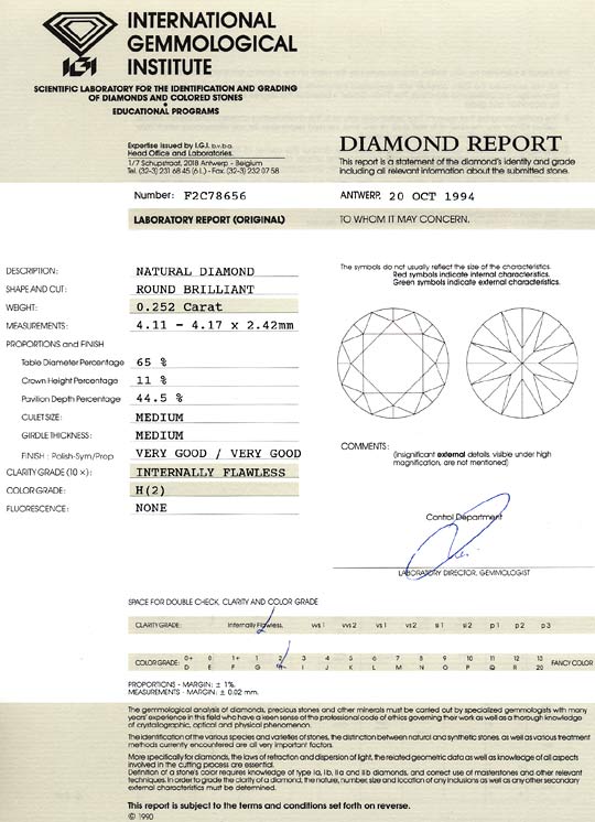 Foto 9 - Diamant 0,252 ct Brillant IGI Lupenrein Wesselton Weiss, D6541