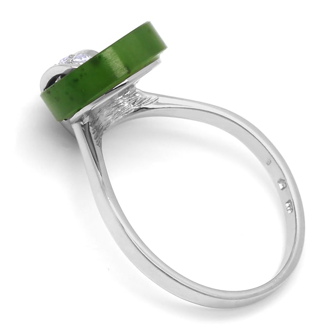 Foto 3 - Designer-Weißgold-Ring mit Kreis aus Jade und Diamanten, Q1342
